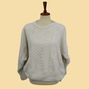 Vintage Heather & Tweed Scottish Cable Knit Cotton Sweater